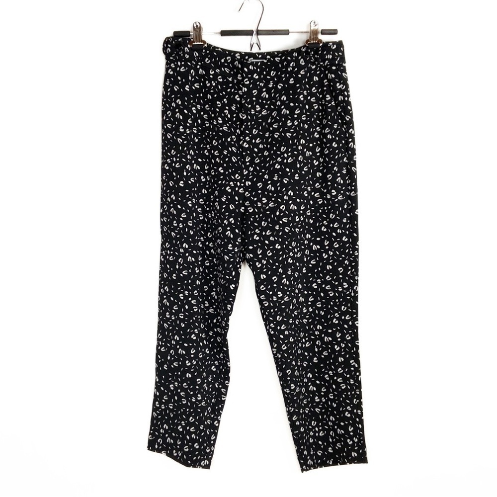 NEW Equipment Femme Stretch Ankle Crop Career White Abstract Leaf Print Pants